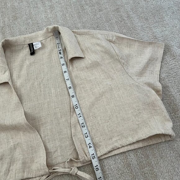 H&M Divided Linen Crop Short Sleeve Bolero Blouse Top M - Picture 5 of 7